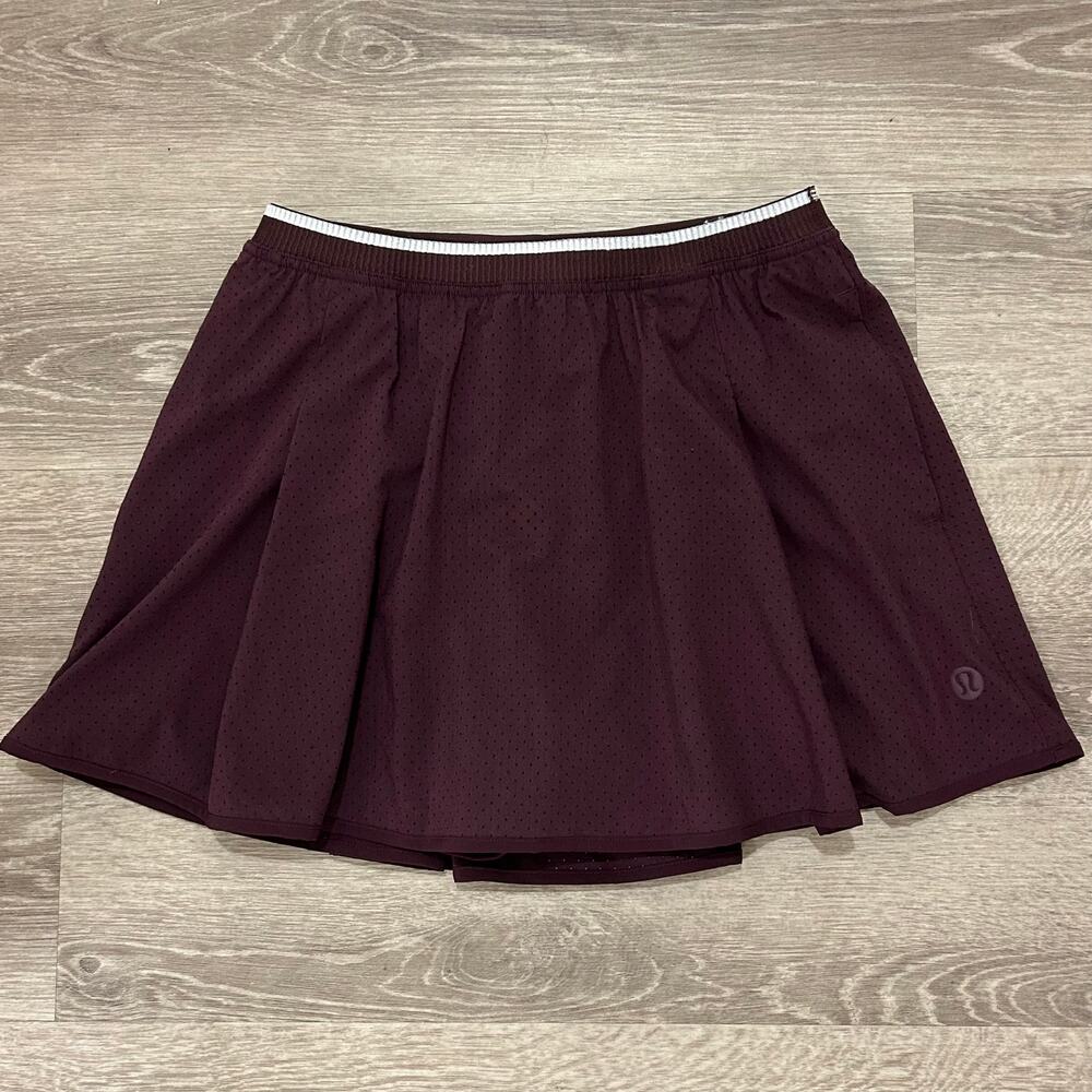 Lululemon Perforated Tennis Skirt Goodnight Plum Light Ivory Size 6 - Picture 4 of 16